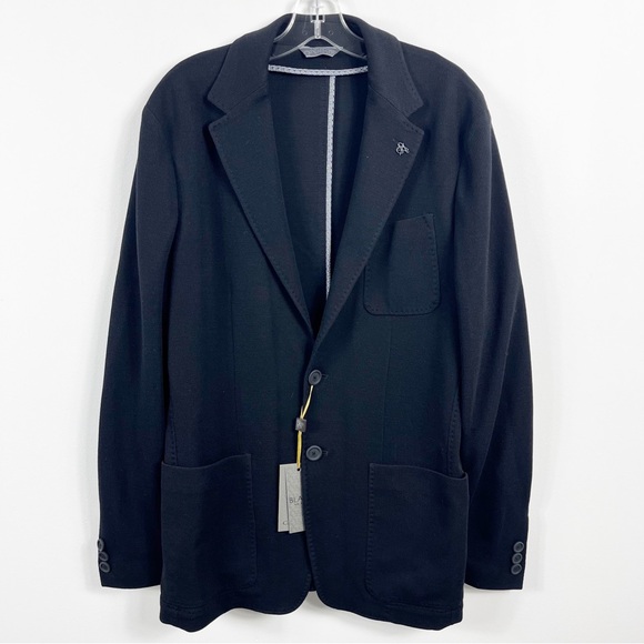 Canali Travel Knit Solid Black Sportcoat Suit Jacket Blazer Size 42 NWT